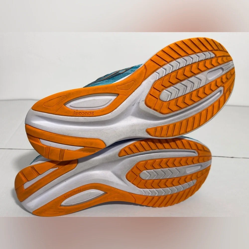 Saucony Blue Athletic Running Shoes with Orange Trim